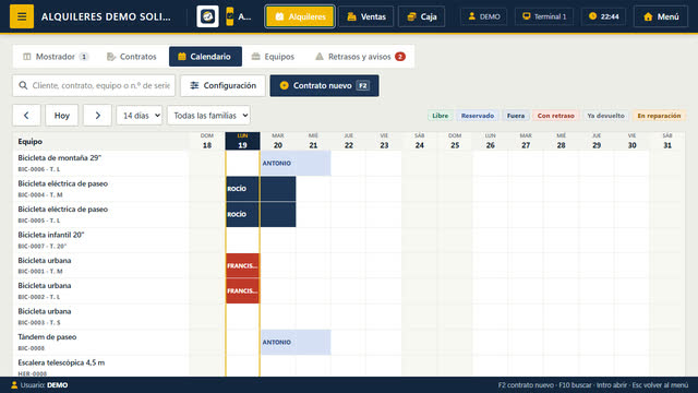 Calendario de disponibilidad