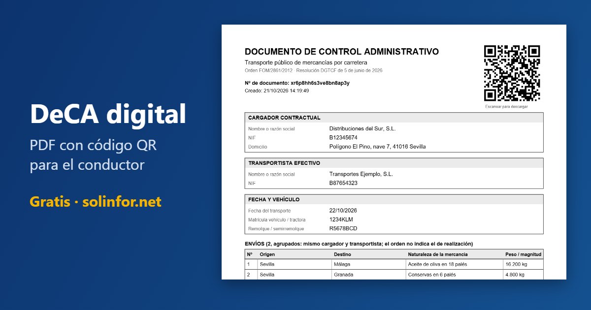 Documento de control digital (DeCA) con su código QR