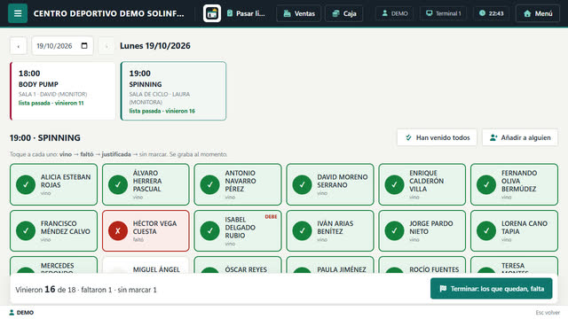 Pasar lista en la tableta
