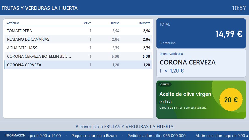Visor ampliado: lista de la compra, total y ofertas