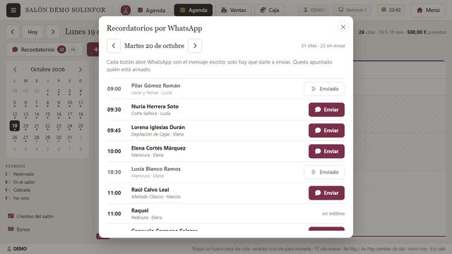 Recordatorios por WhatsApp