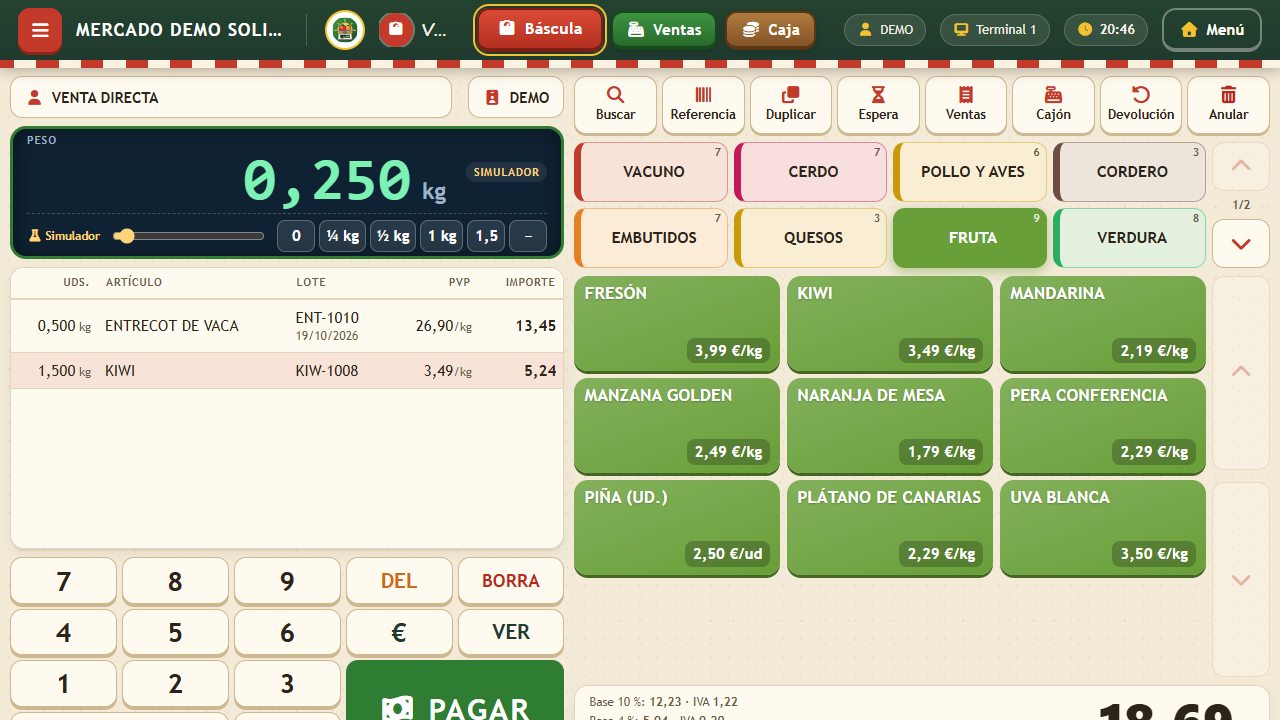 SOL-BÁSCULAS: TPV con báscula para la venta al peso